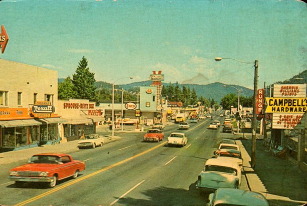 Historic Coeur d’Alene main street, 1950s–60s